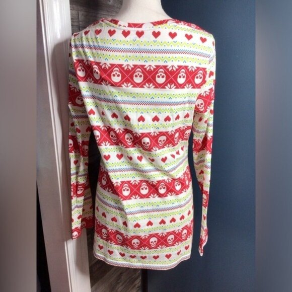 2xl Red and White Knitted Long Sleeve Relaxed Top (0042) - Picture 3 of 6